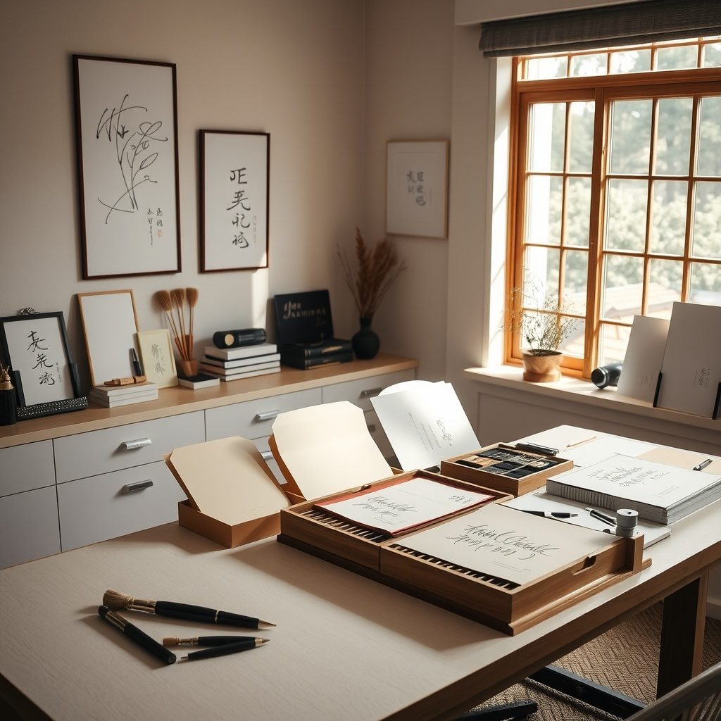 Calligraphy studio workspace